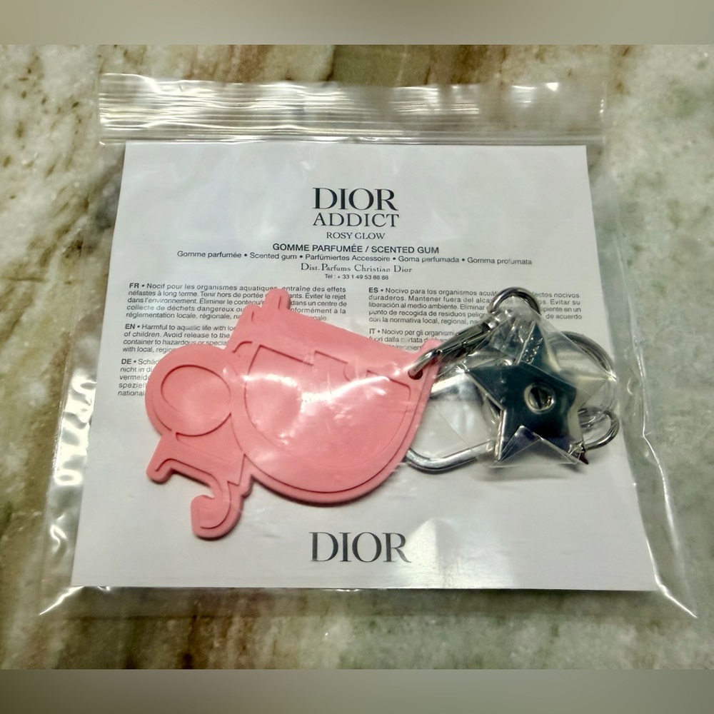 Pink/Silver Dior Addict Rosy Glow Scented “Gum” Keychain New in Bag. SEALED - Picture 13 of 16
